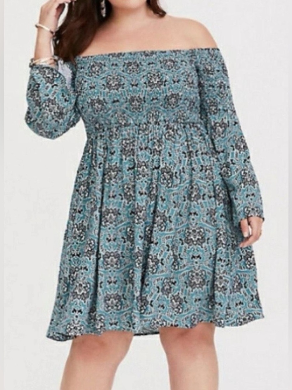 Torrid Disney Bambi off the shoulder long sleeved smocked dress size 3X